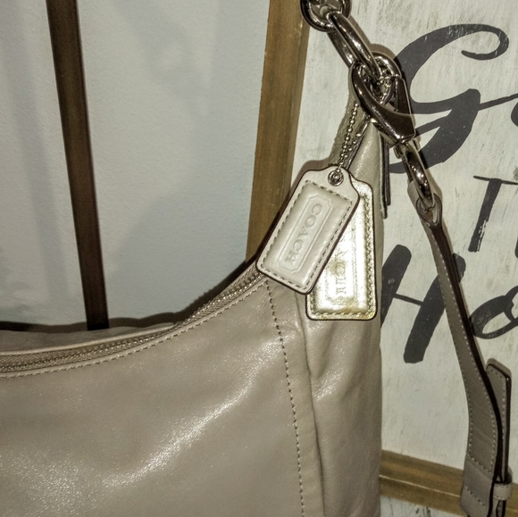 😍 Coach Taupe Gray Leather Kristin Satchel Crossbody Shoulder Bag - Picture 3 of 11